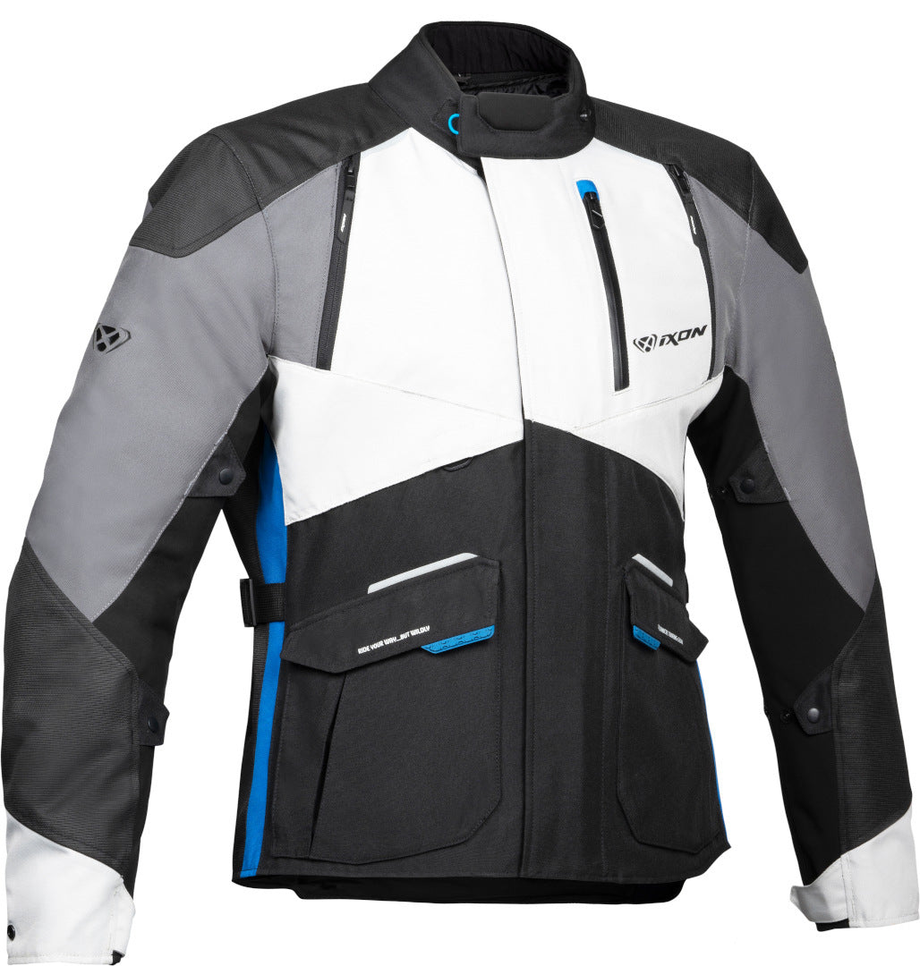 IXON BALDER Hombre Textil Aventura Chaqueta Negro Gris Azul – 1 – Maximomoto PT