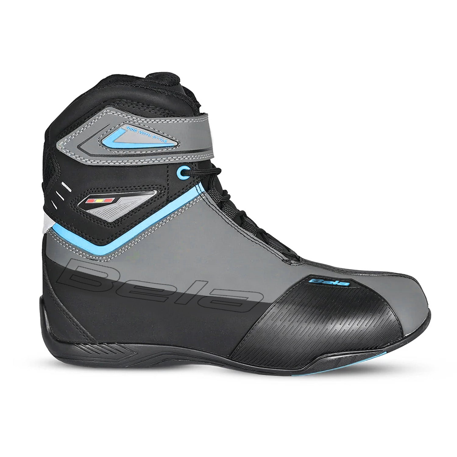 BELA BLAZE Botas De Moto Couro Homem Preto Cinza Turquoise – 3 – Maximomoto PT