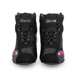 BELA KIVA BOTAS DE MOTO COURO SENHORA PRETO FUSCHIA