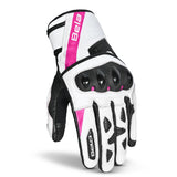 BELA BLAST Luvas De Moto  Senhora Couro Preto Branco Rosa