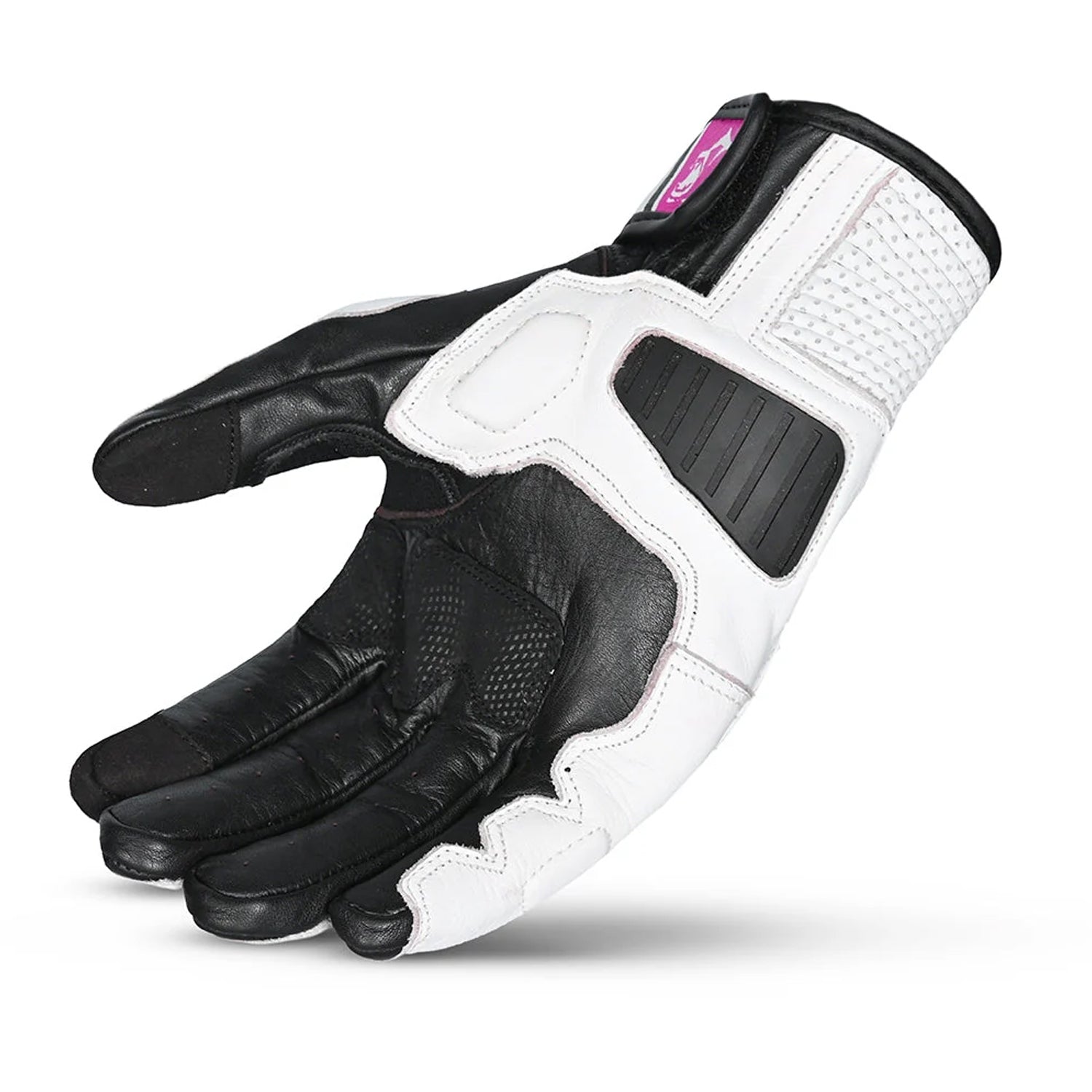 BELA BLAST Luvas De Moto  Senhora Couro Preto Branco Rosa – 4 – Maximomoto PT