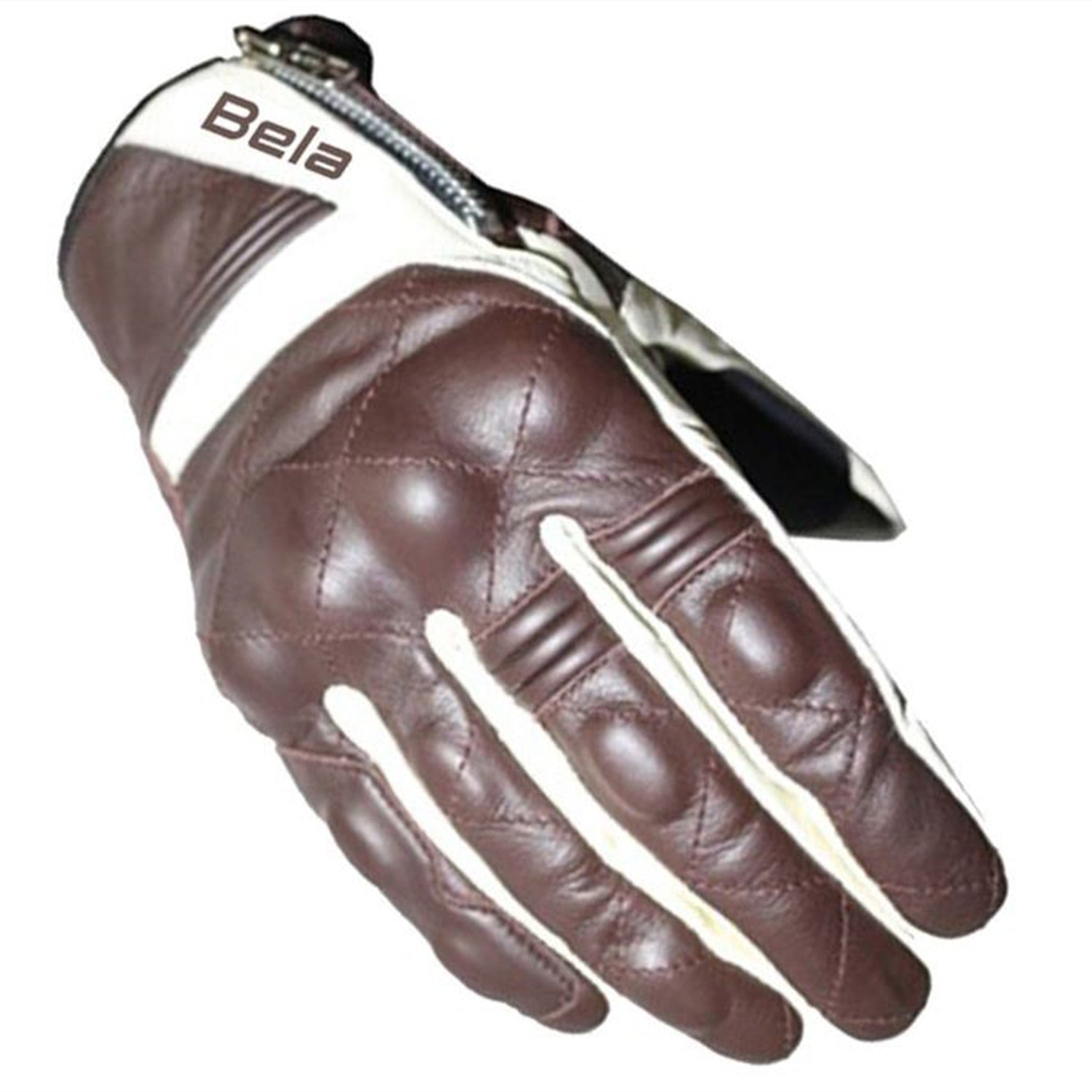 BELA MOBSTER Luvas De Moto Couro Marrom Branco – 2 – Maximomoto PT