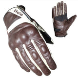 BELA MOBSTER Luvas De Moto Couro Marrom Branco