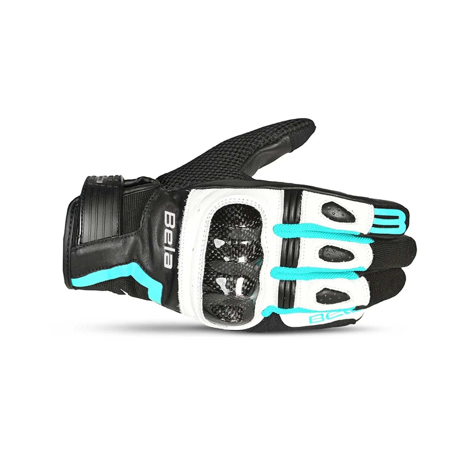 BELA AIR FLOW Moto Senhora Couro Luvas Turquesa Preta – 2 – Maximomoto PT
