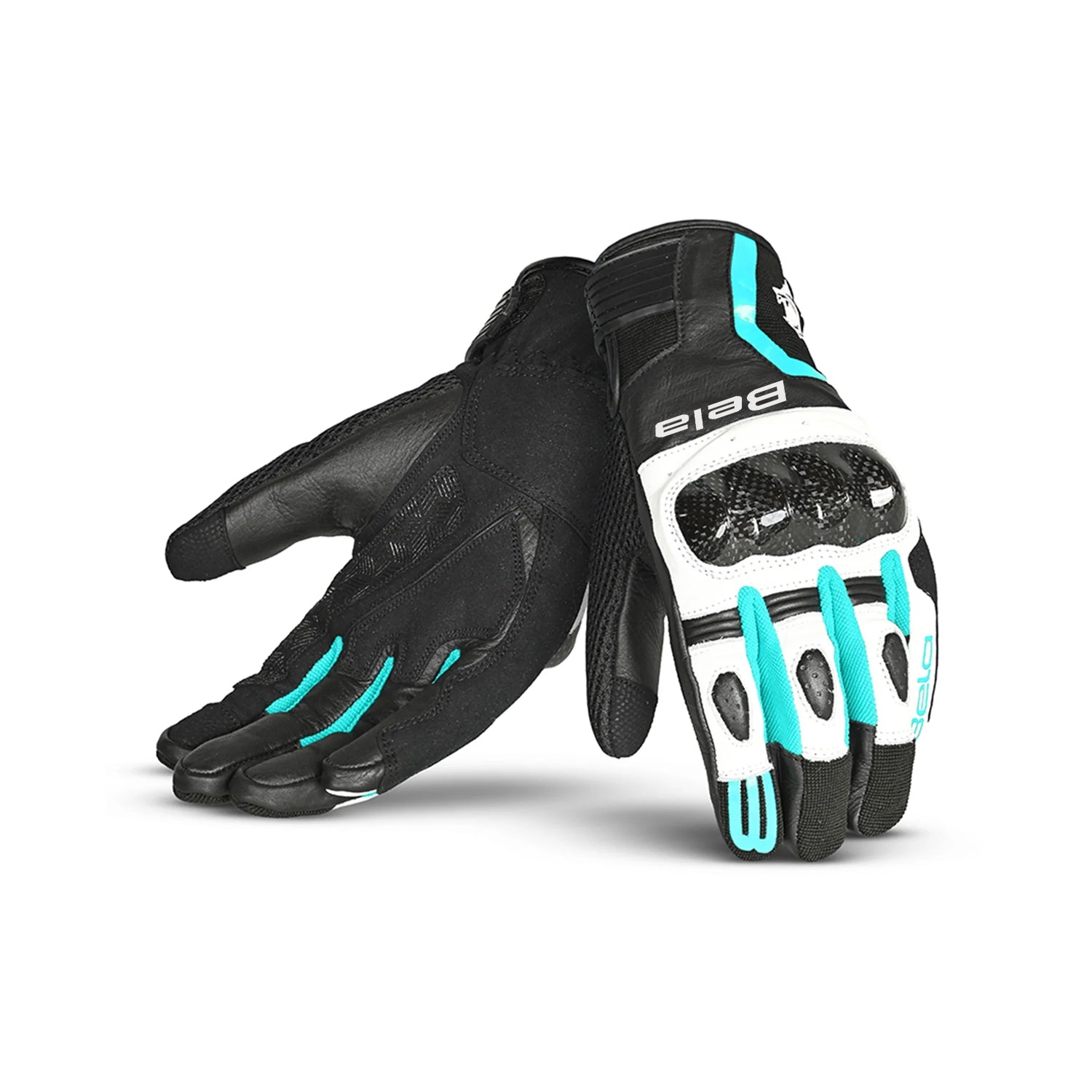 BELA AIR FLOW Moto Senhora Couro Luvas Turquesa Preta – 1 – Maximomoto PT