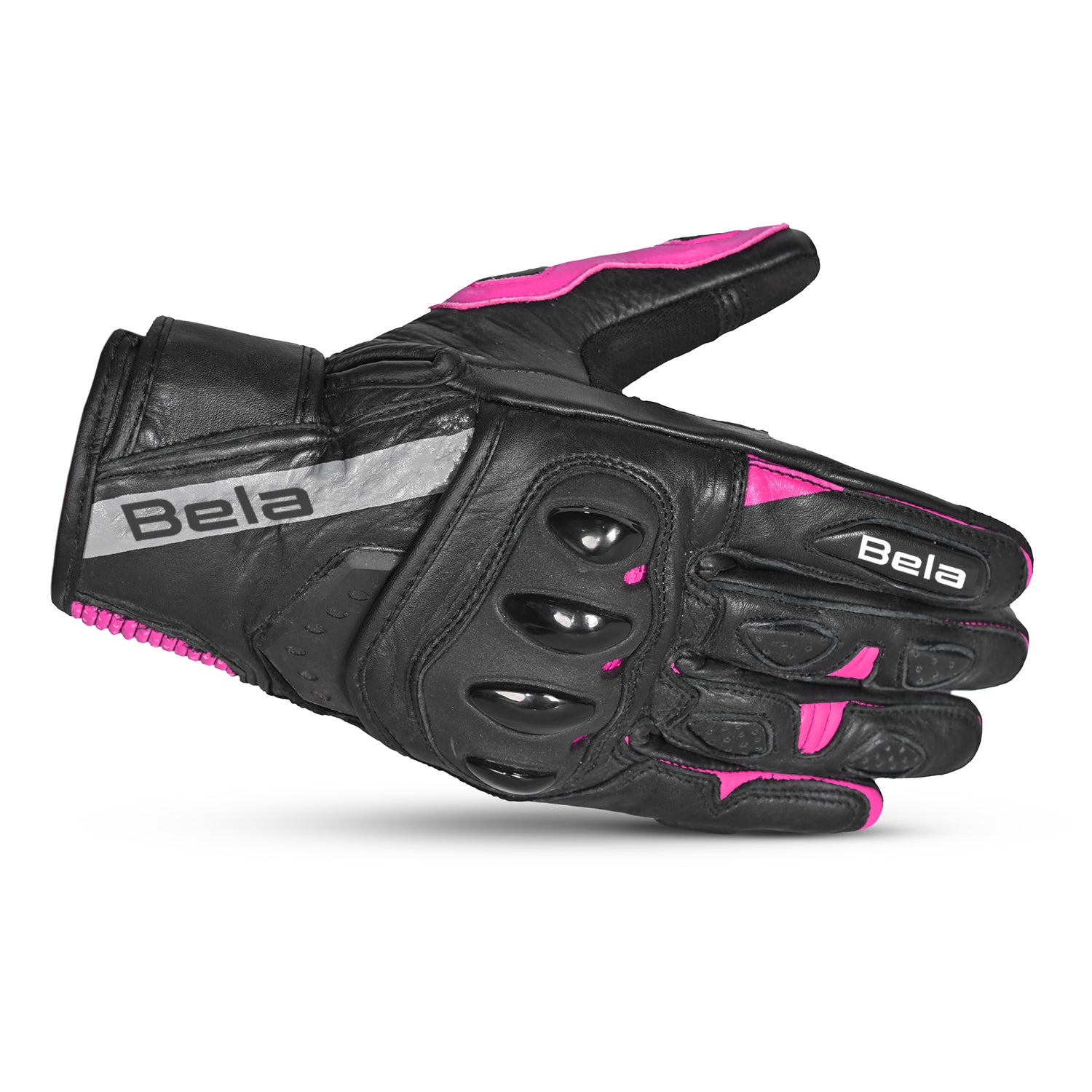 BELA BLAST Motorcycle Leather Gloves for Women, Black and Pink – 3 – Maximomoto PT