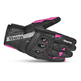 BELA BLAST Motorcycle Leather Gloves for Women, Black and Pink