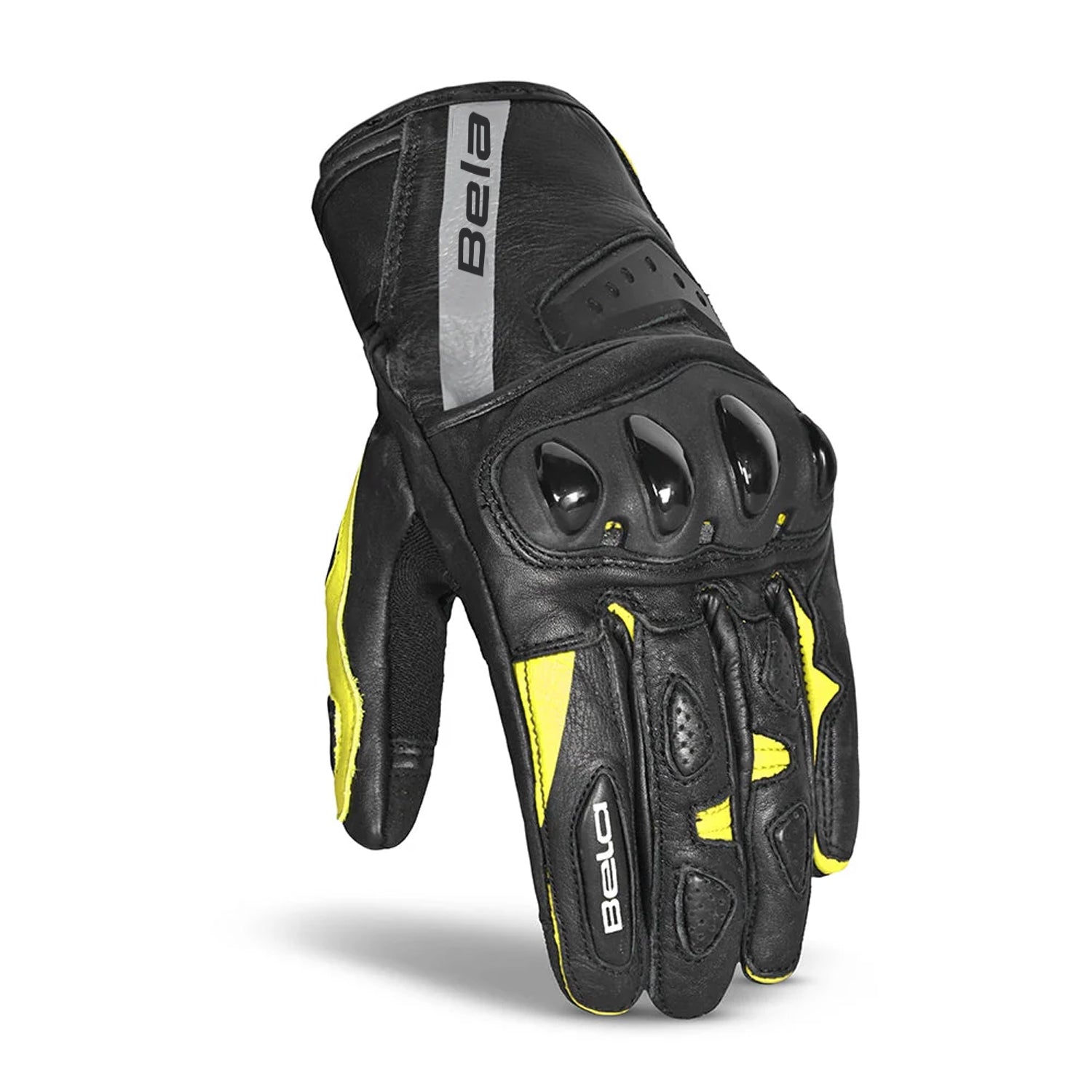 BELA BLAST Men's Motorcycle Leather Gloves Black Fluorescent Yellow – 2 – Maximomoto PT