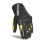 BELA BLAST Men's Motorcycle Leather Gloves Black Fluorescent Yellow
