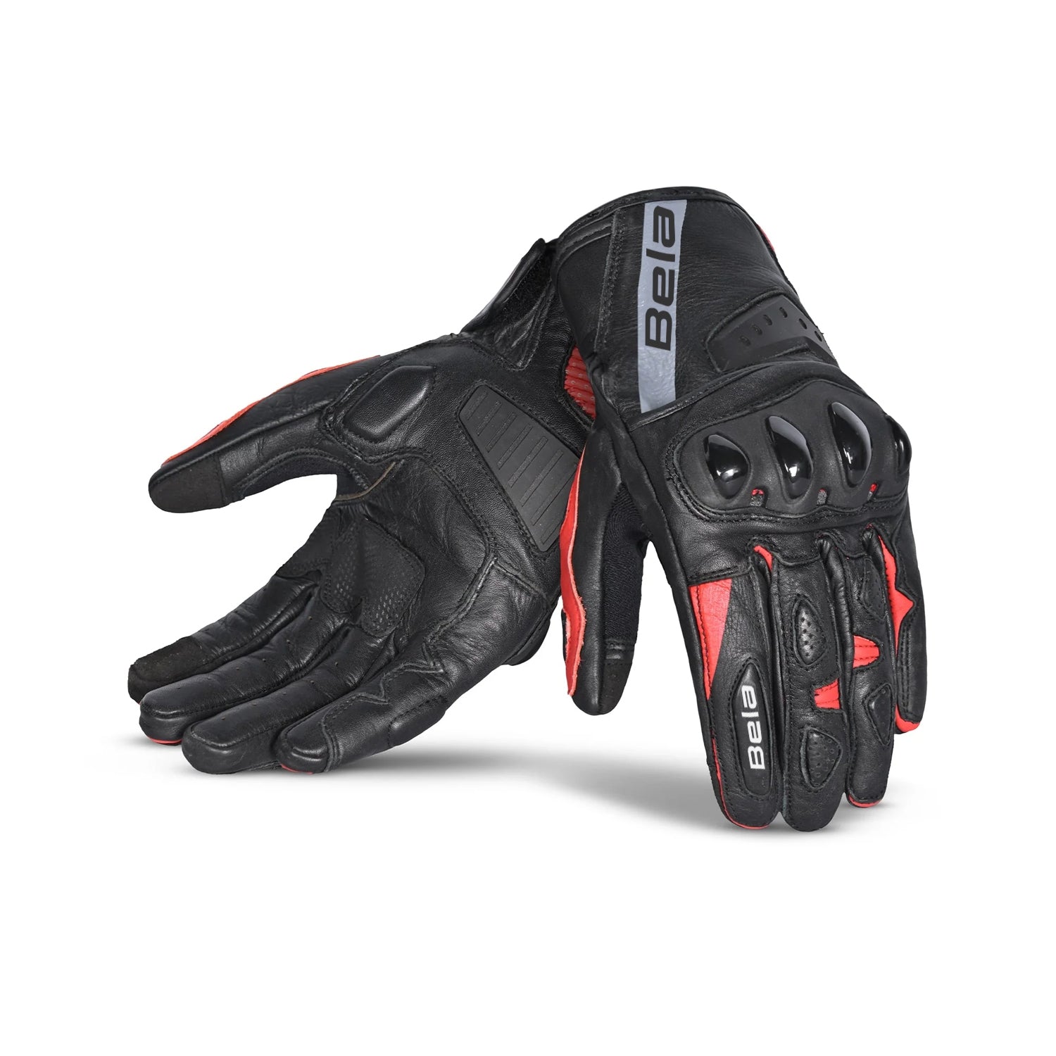 BELA BLAST Men's Motorcycle Leather Gloves Black Red – 1 – Maximomoto PT