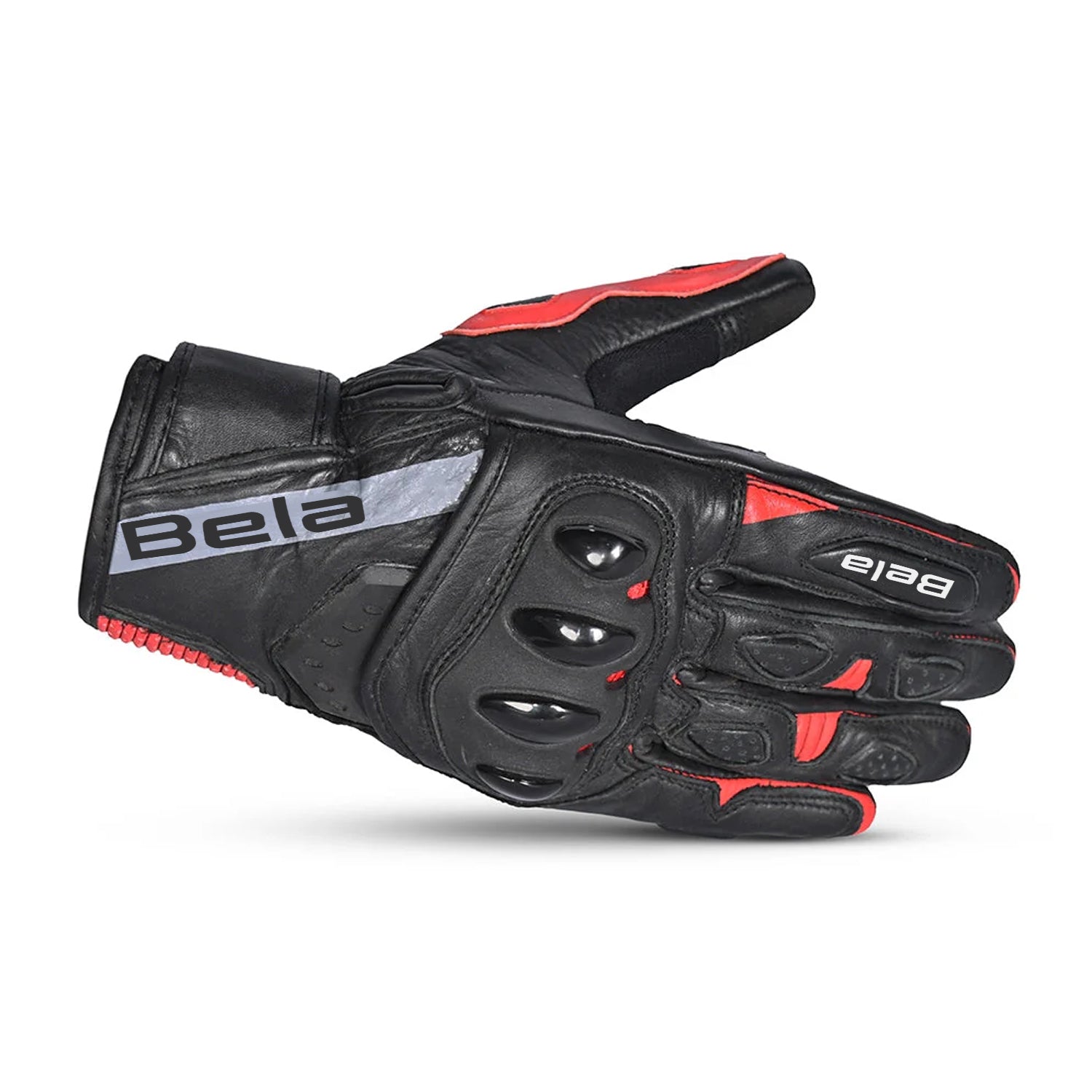 BELA BLAST Men's Motorcycle Leather Gloves Black Red – 3 – Maximomoto PT