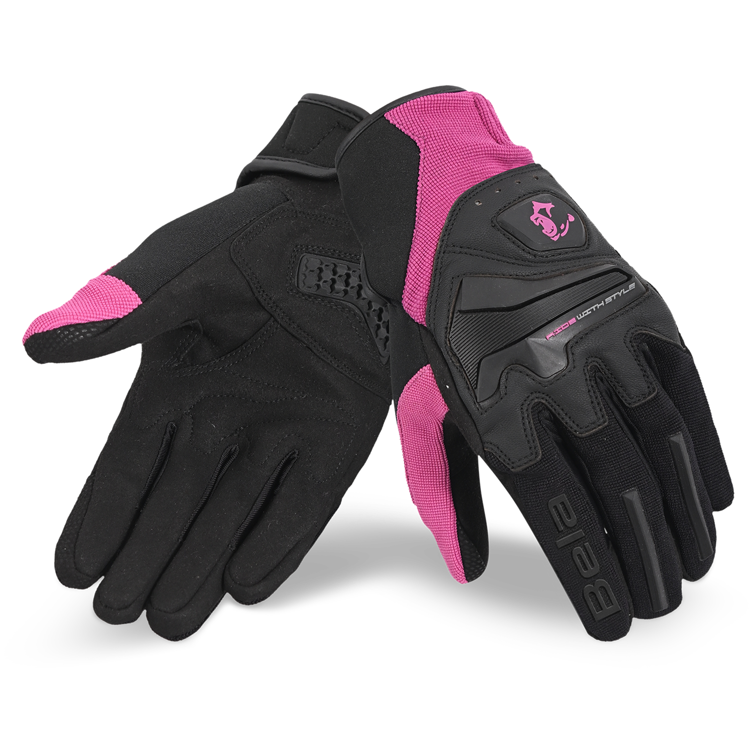 BELA STAR LUVAS DE MOTO SENHORA TEXTIL PRETO ROSA – 1 – Maximomoto PT