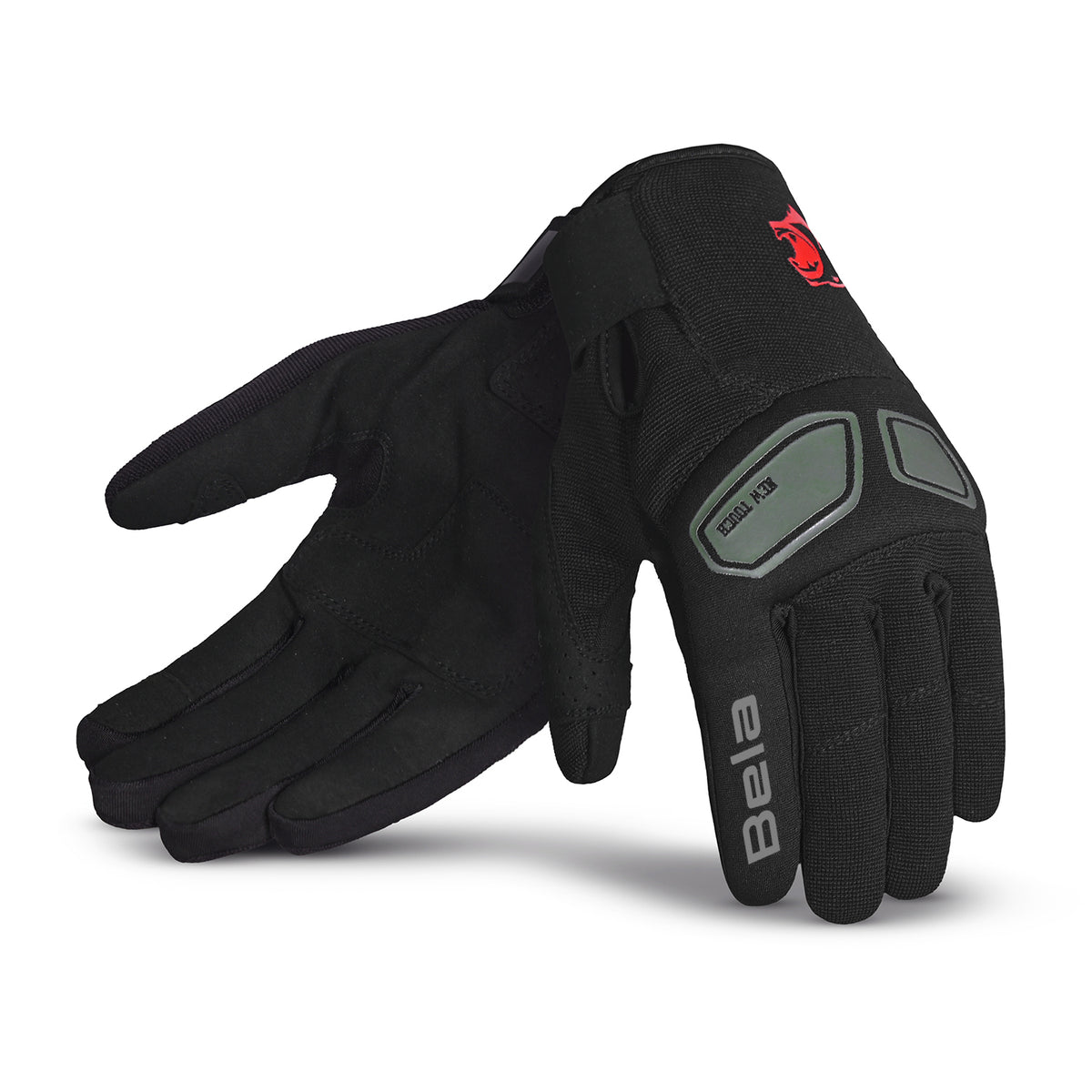 BELA LMBU 2 Luvas De Moto Senhora Textil Preto Vermelho