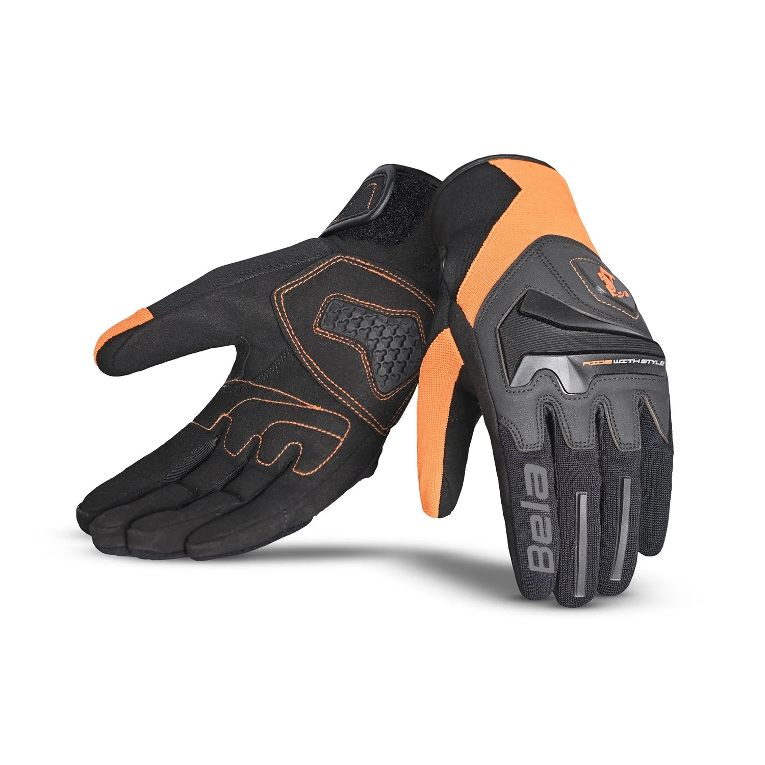 BELA STAR Moto Textile Men's Gloves Black Orange – 2 – Maximomoto PT