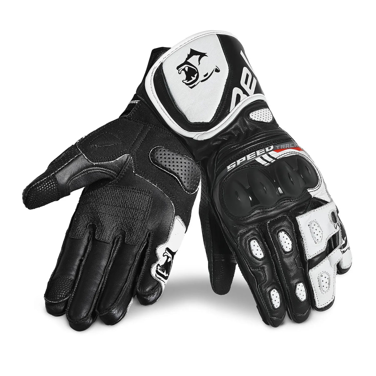 BELA LEMOX Luvas De Moto Homem Couro Preto Branco