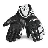 BELA LEMOX Luvas De Moto Homem Couro Preto Branco