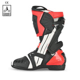 BELA RACE PRO (R-6) Leather Motorcycle Boots White Black Red