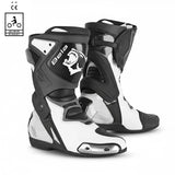 BELA RACE PRO (R-6) Moto Couro Botas Preto Branco