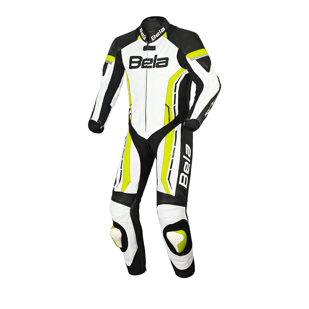 BELA ROCKET KIDS 1 PC Motorcycle Suit White Fluorescent Yellow
