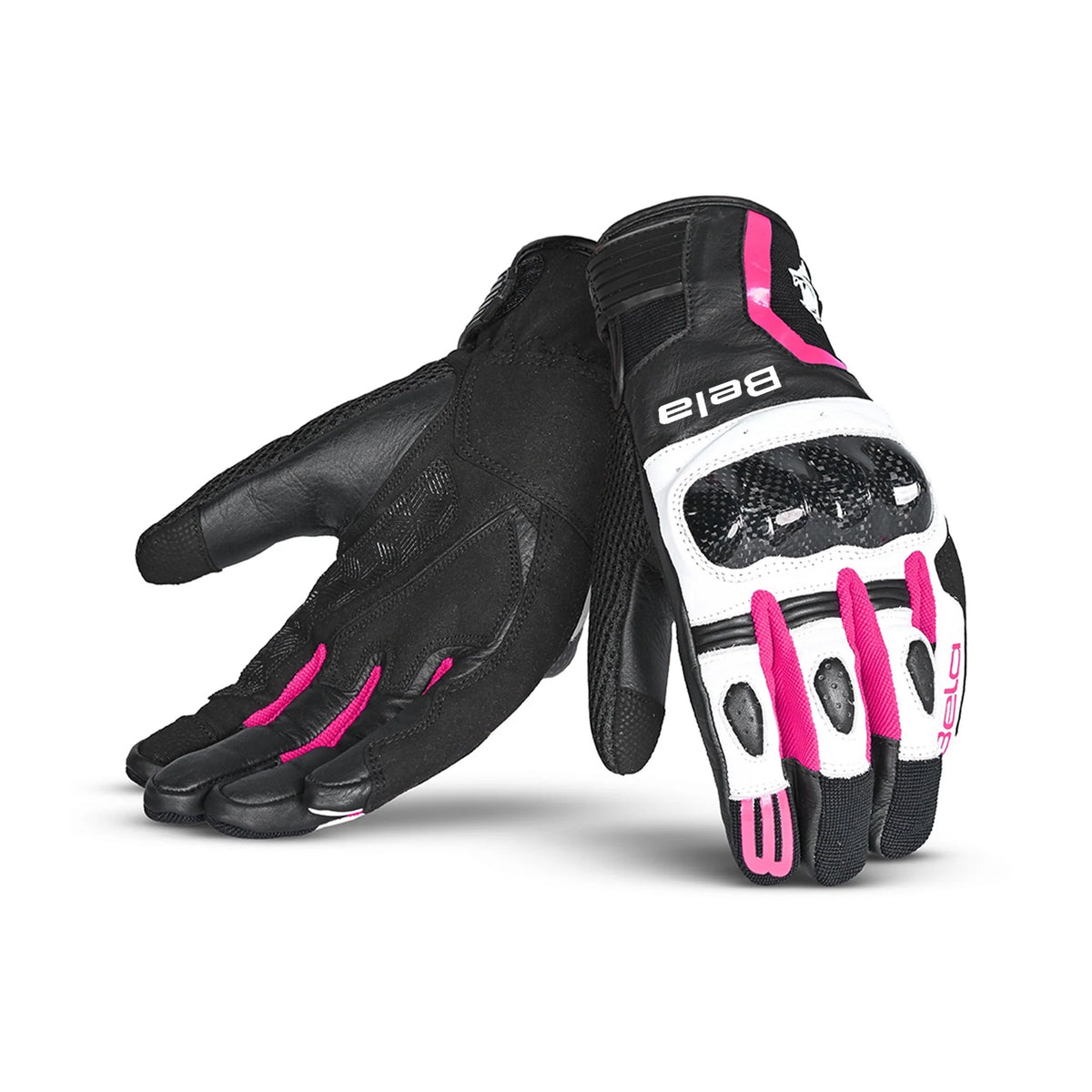 BELA AIR FLOW Moto Textile Gloves for Women, Black and Pink
