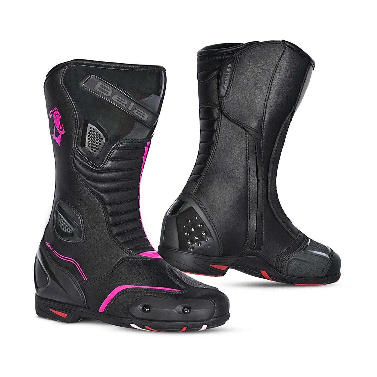 BELA STRIP Senhora Moto Couro Botas Preto Rosa Fluor – 1 – Maximomoto PT