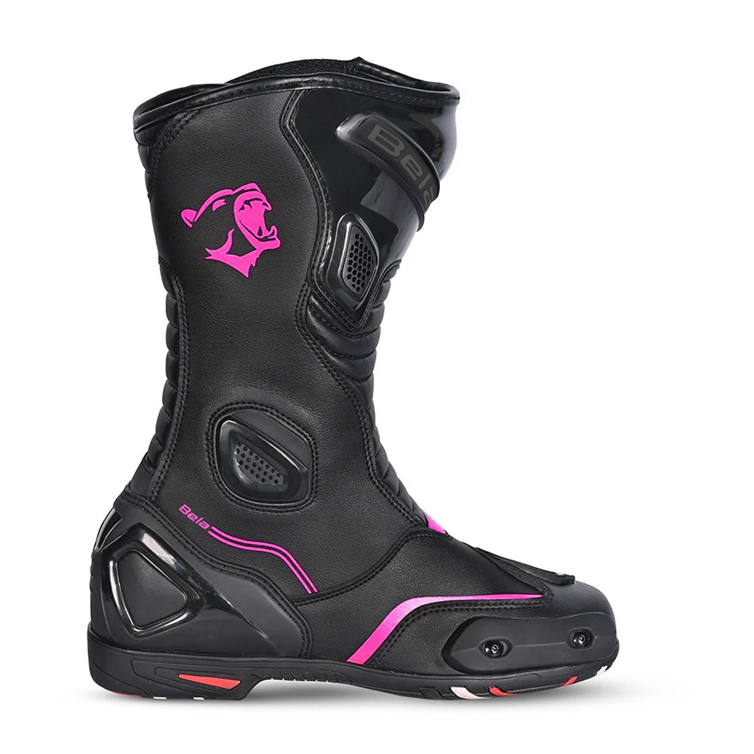 BELA STRIP Senhora Moto Couro Botas Preto Rosa Fluor – 6 – Maximomoto PT
