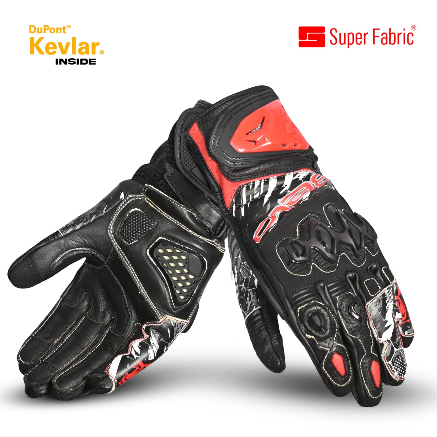 BELA ARMOUR PRO Motorcycle Leather Gloves Black Red – 2 – Maximomoto PT