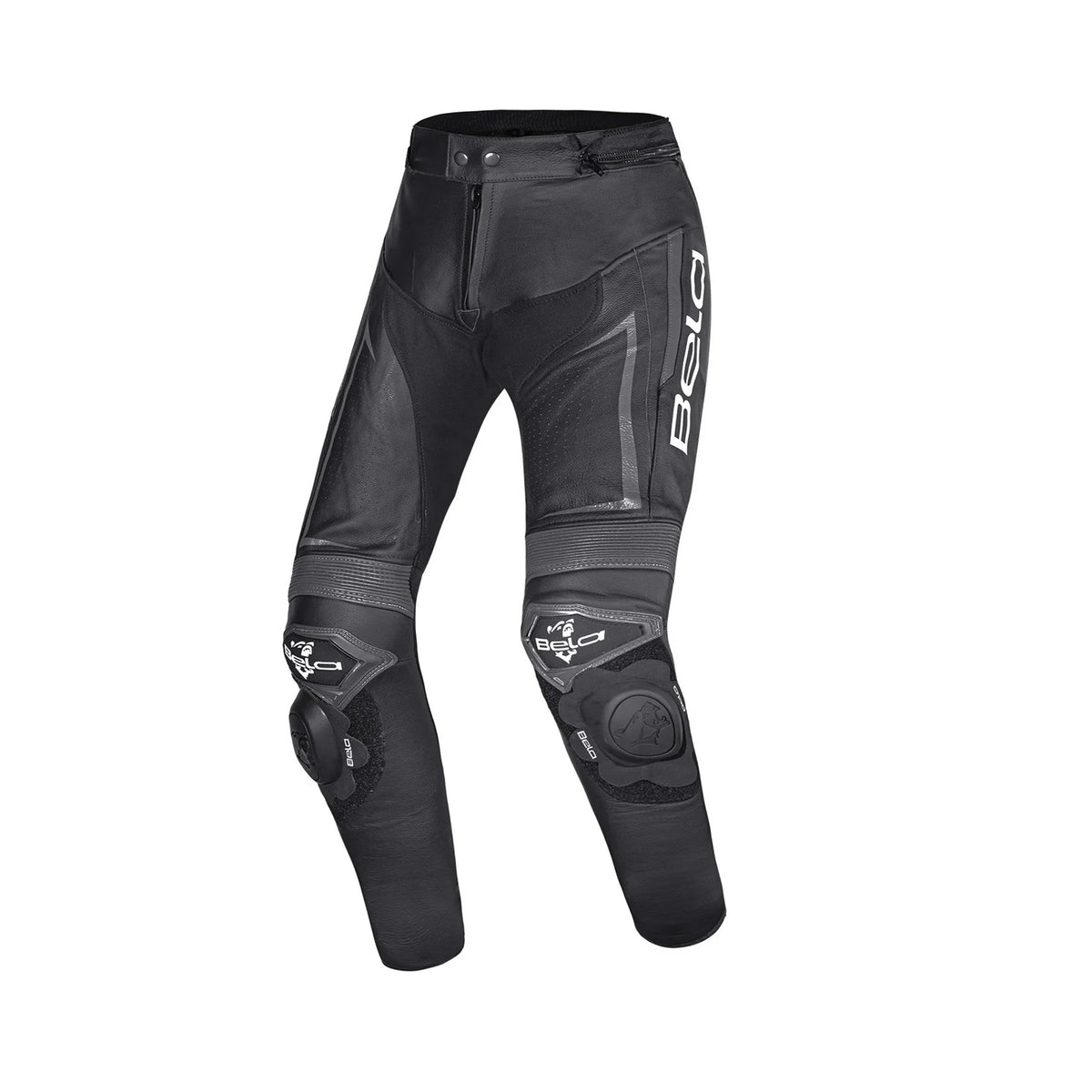 BELA BEAST Moto Homem Couro Calcas Preto Anthra Branco