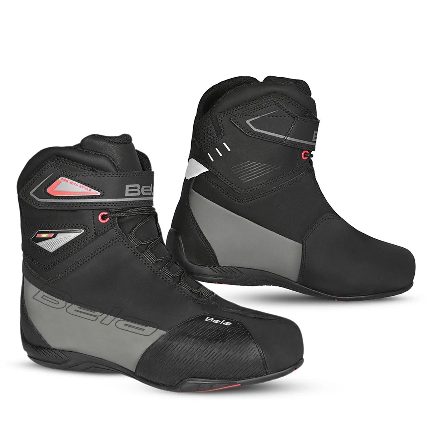 BELA BLAZE Motorcycle Leather Boots for Men, Black and Gray – 1 – Maximomoto PT