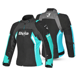 BELA ELANUR Moto Textile Women's Jackets Black Turquoise