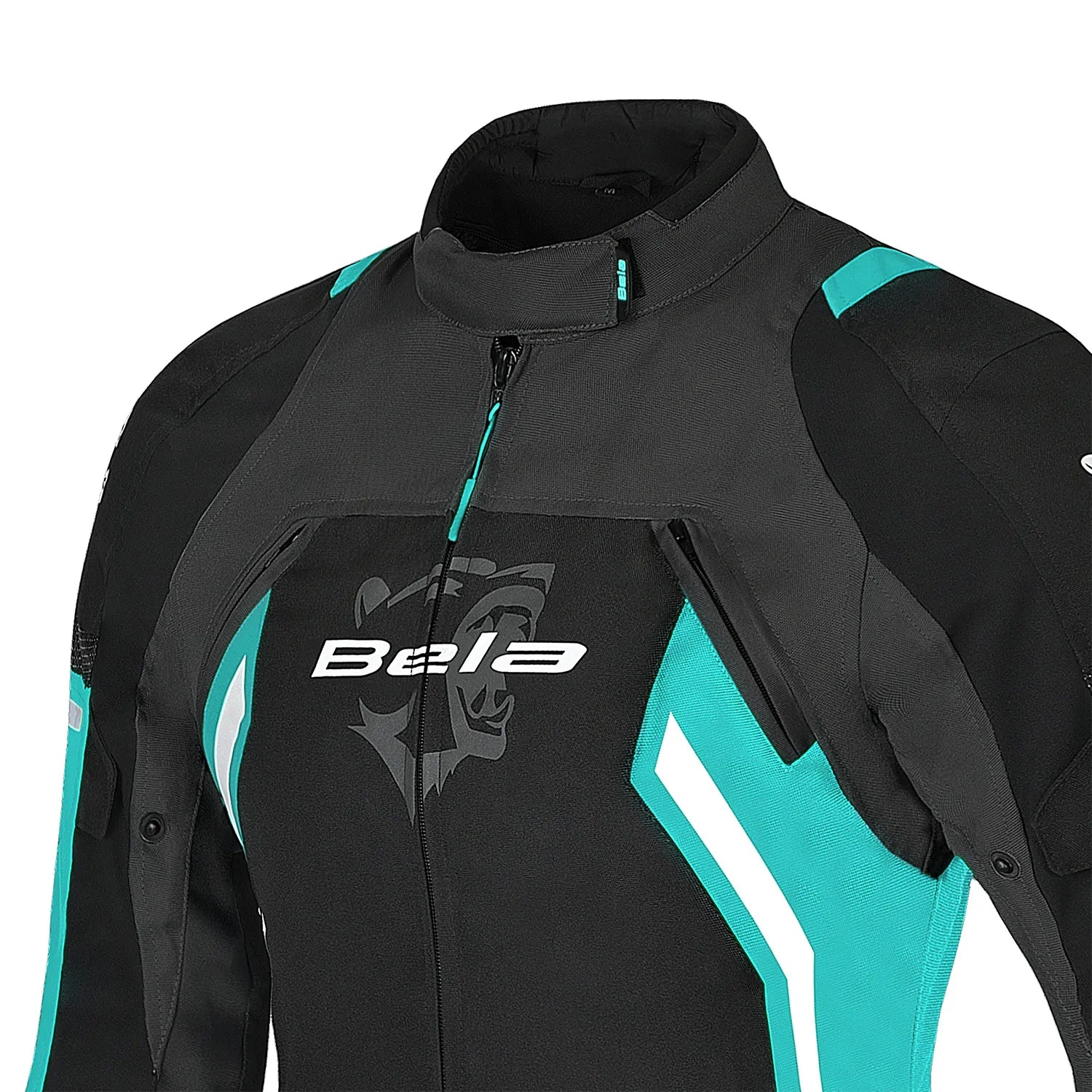 BELA ELANUR TEXTIL CASACOS DE MOTO SENHORA PRETO TURQUESA – 4 – Maximomoto PT