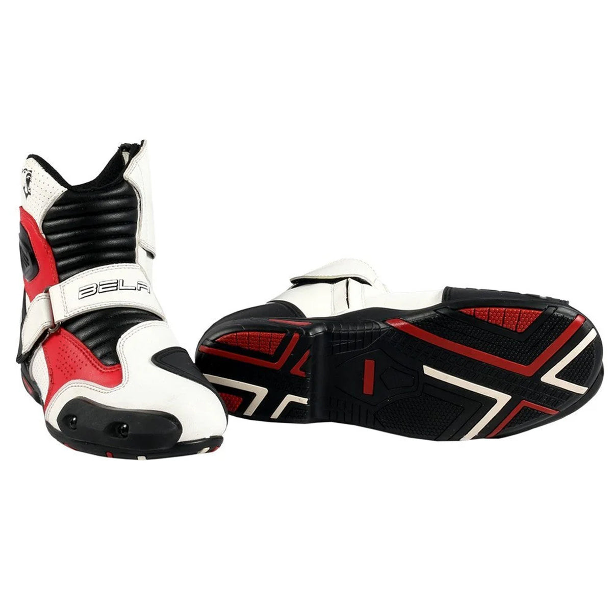 BELA FASTER Botas De Moto Couro Branco Vermelho