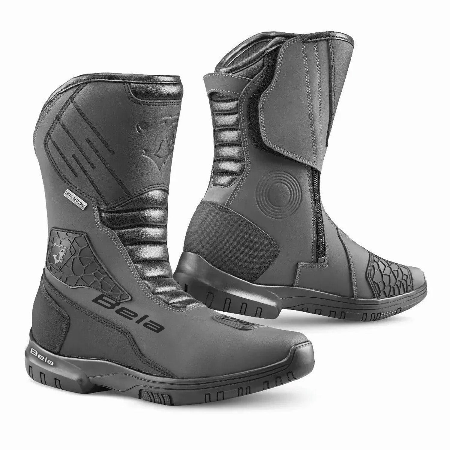 BELA GLADIATOR Motorcycle Leather Touring Boots Black Gray – 1 – Maximomoto PT