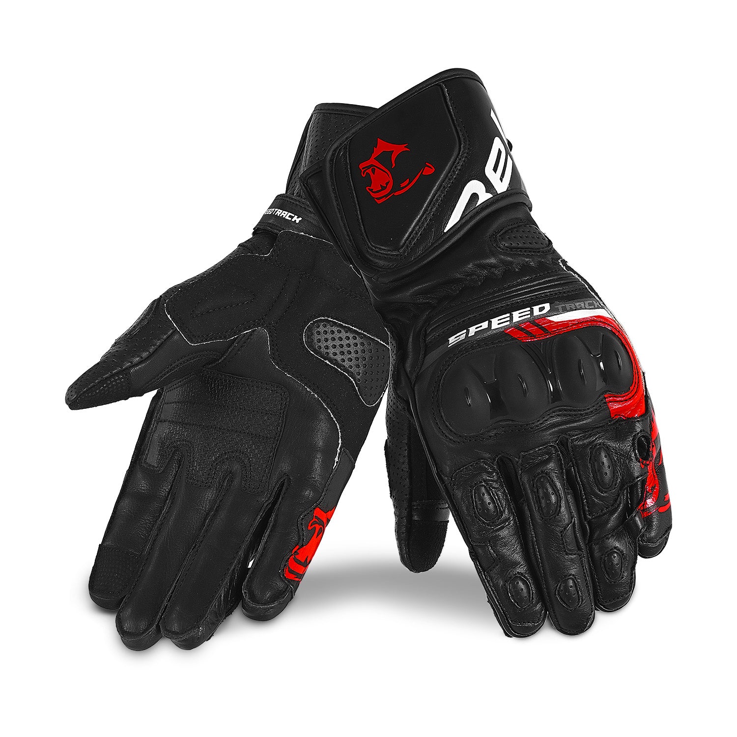 BELA LEMOX Black and Red Leather Motorcycle Gloves – 1 – Maximomoto PT