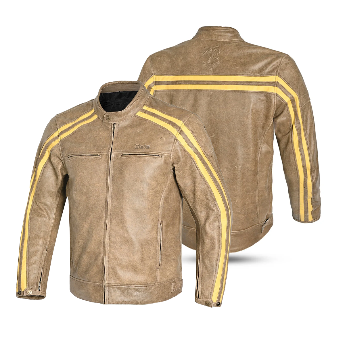 BEAUTIFUL NIGHT HAWK VINTAGE Motorcycle Leather Jackets Brown Beige – 2 – Maximomoto PT