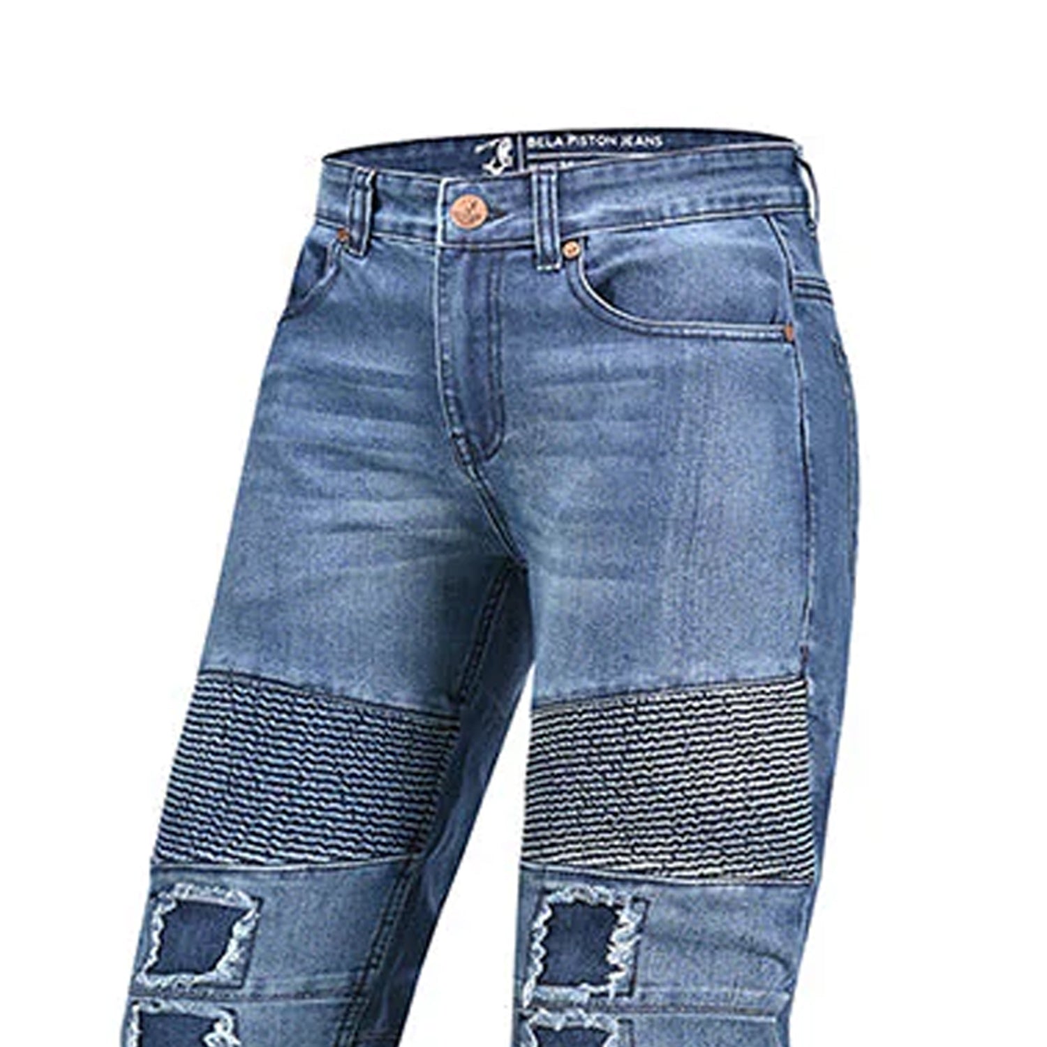 BELA PISTON Textile Denim Jeans Motorcycle Pants Blue 34L – 7 – Maximomoto PT