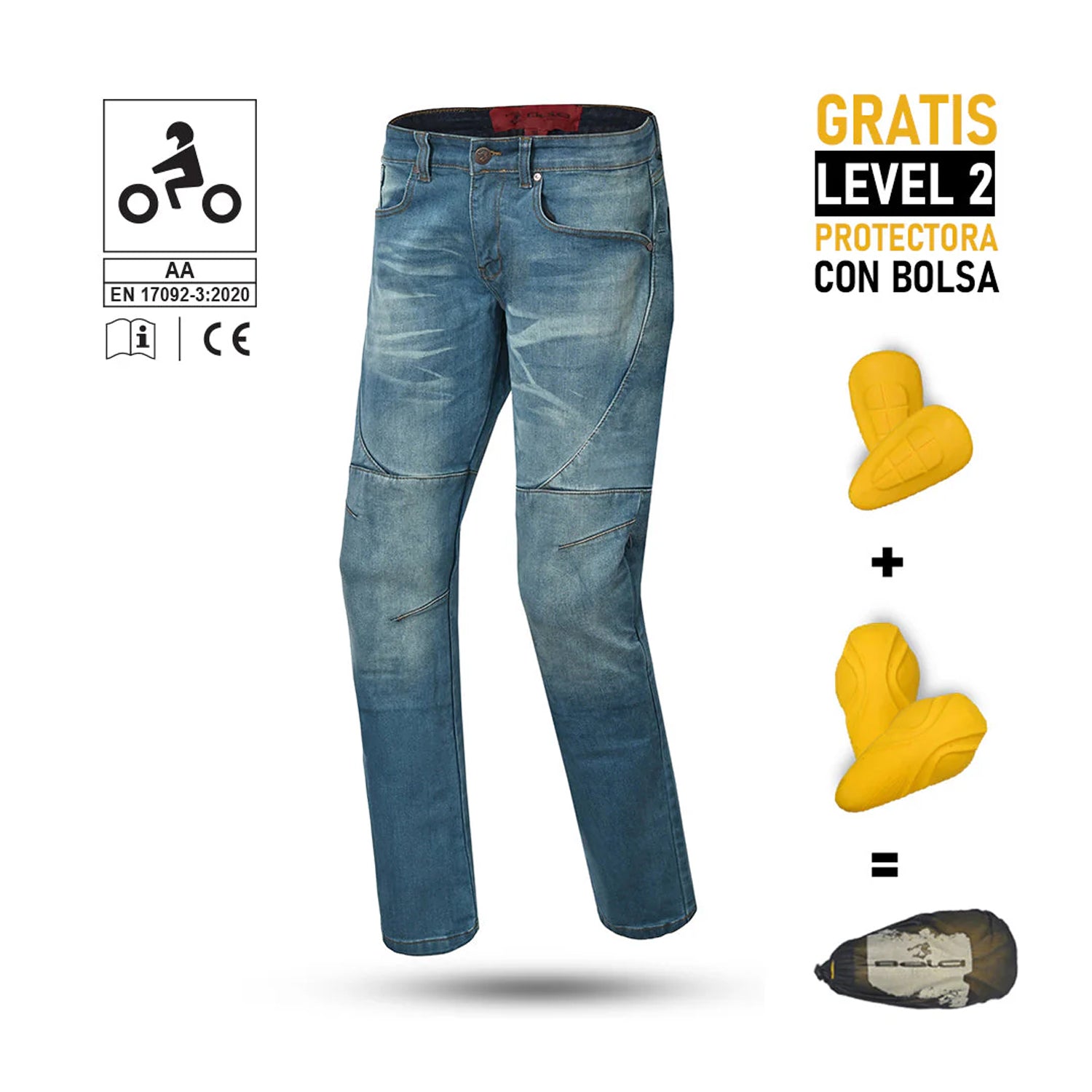 BELA ROCKER Jeans Moto Pants CE Approved AA Light Blue – 9 – Maximomoto PT