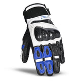 BELA ROCKET Luvas De Moto Couro Curta Branco Azul Preto