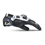 BELA ROCKET Luvas De Moto Couro Curta Branco Azul Preto