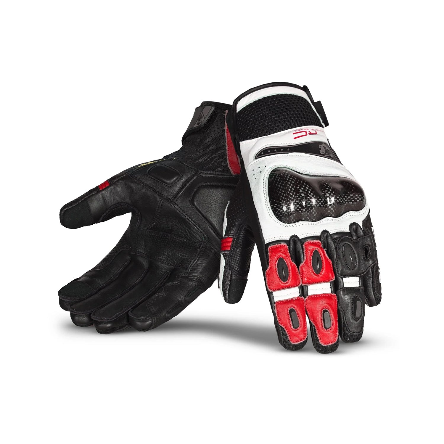 BELA ROCKET Leather Motorcycle Gloves Short White Red Black – 1 – Maximomoto PT