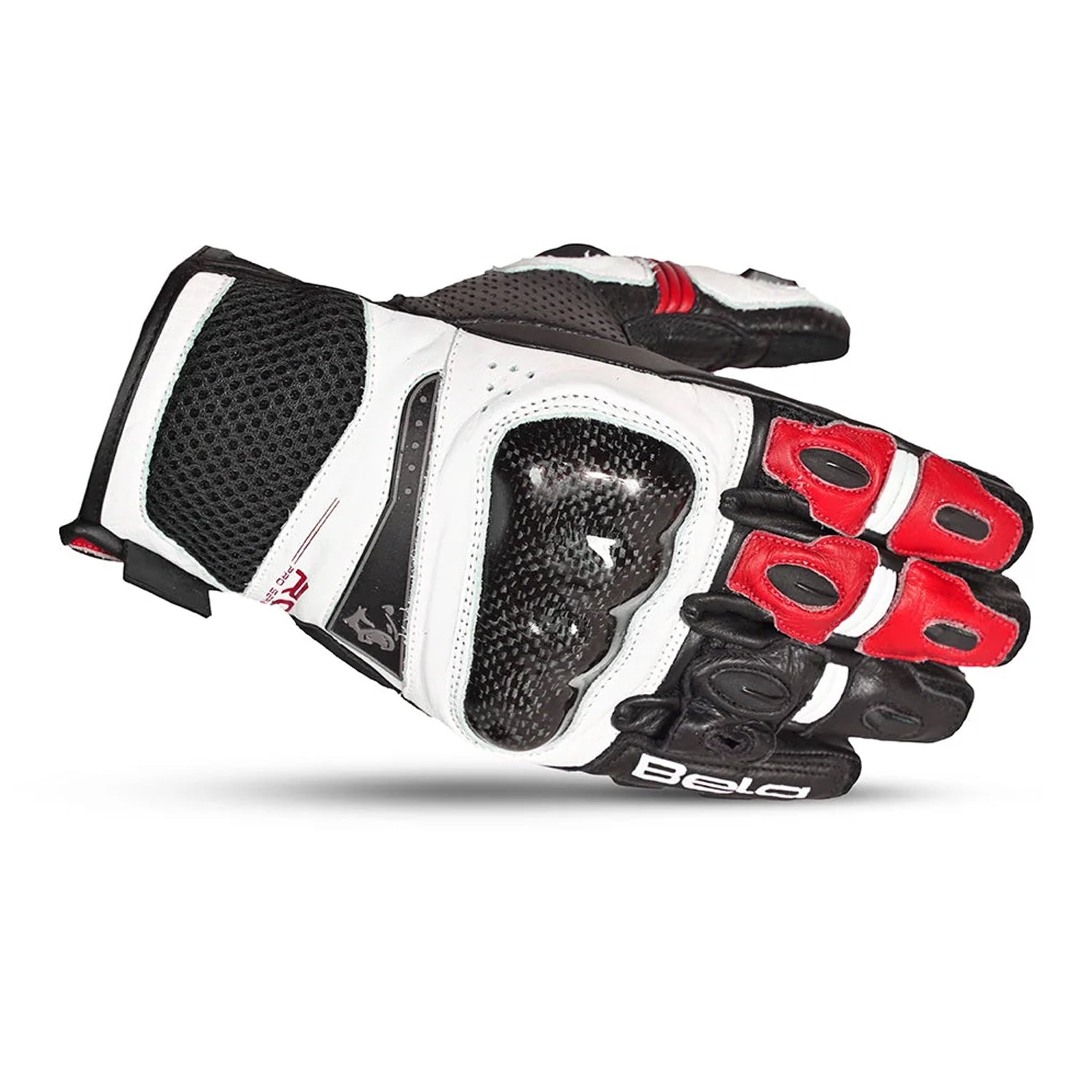 BELA ROCKET Leather Motorcycle Gloves Short White Red Black – 2 – Maximomoto PT