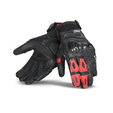 BELA ROCKET Luvas De Moto Couro Curta Preto Vermelho