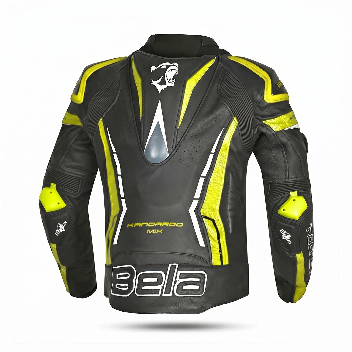 BELA ROCKET Casacos De Moto Couro Homem Preto Fluor Amarelo – 2 – Maximomoto PT