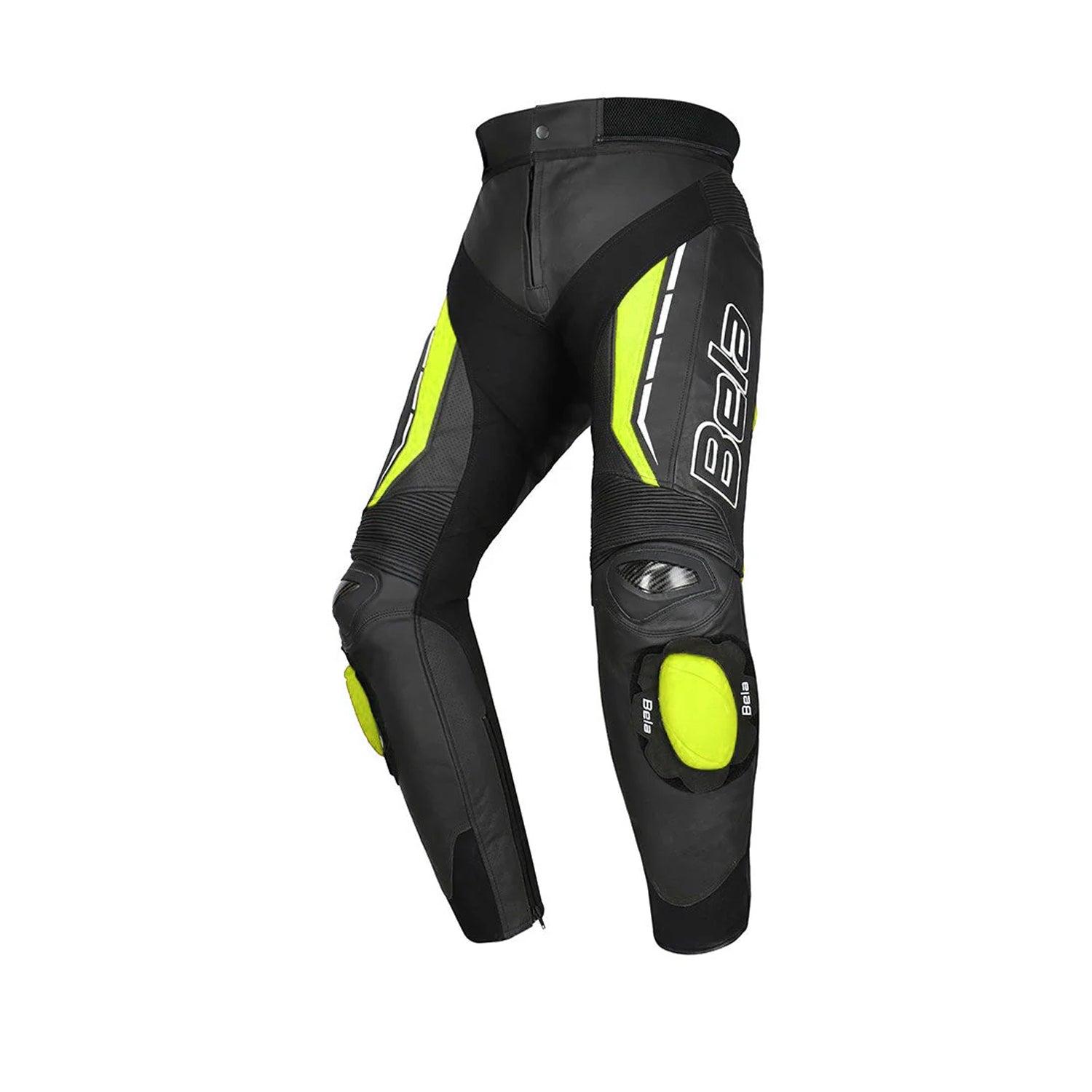 BELA ROCKET Calcas De Moto Homem Couro Preto Fluorescente Amarelo – 1 – Maximomoto PT