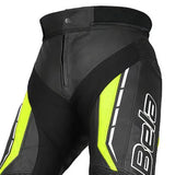 BELA ROCKET Calcas De Moto Homem Couro Preto Fluorescente Amarelo