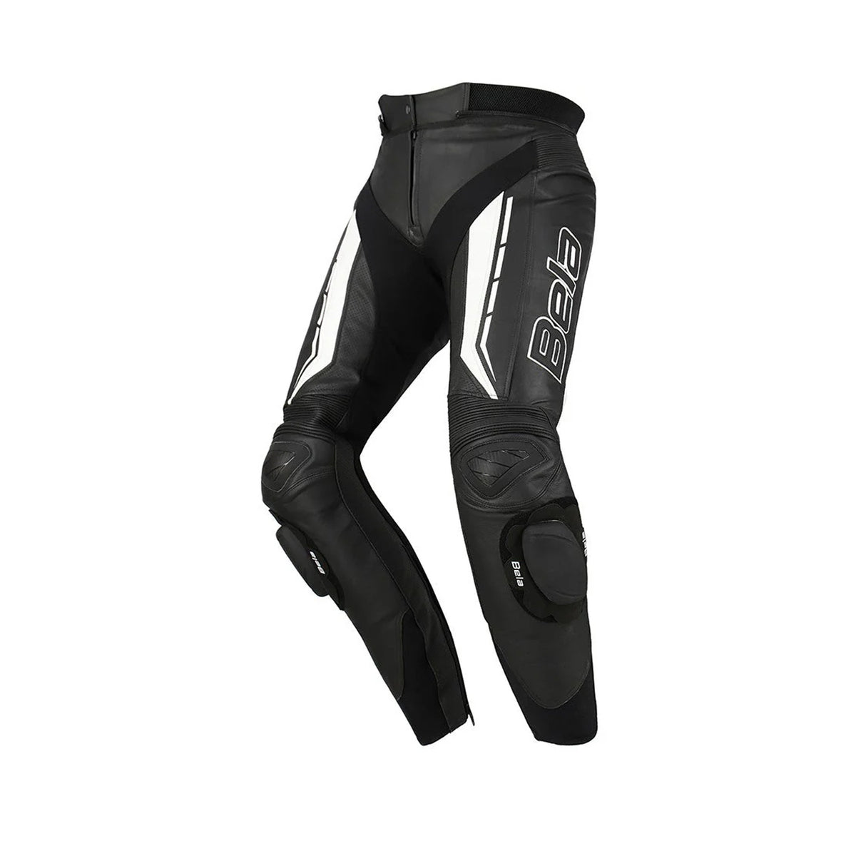 BELA ROCKET Moto Senhora Couro Calcas Preto Branco