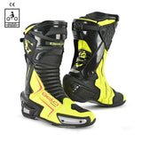 BELA SPEEDO 2.0 Moto Couro Botas Pretas Amarelo Fluorescente