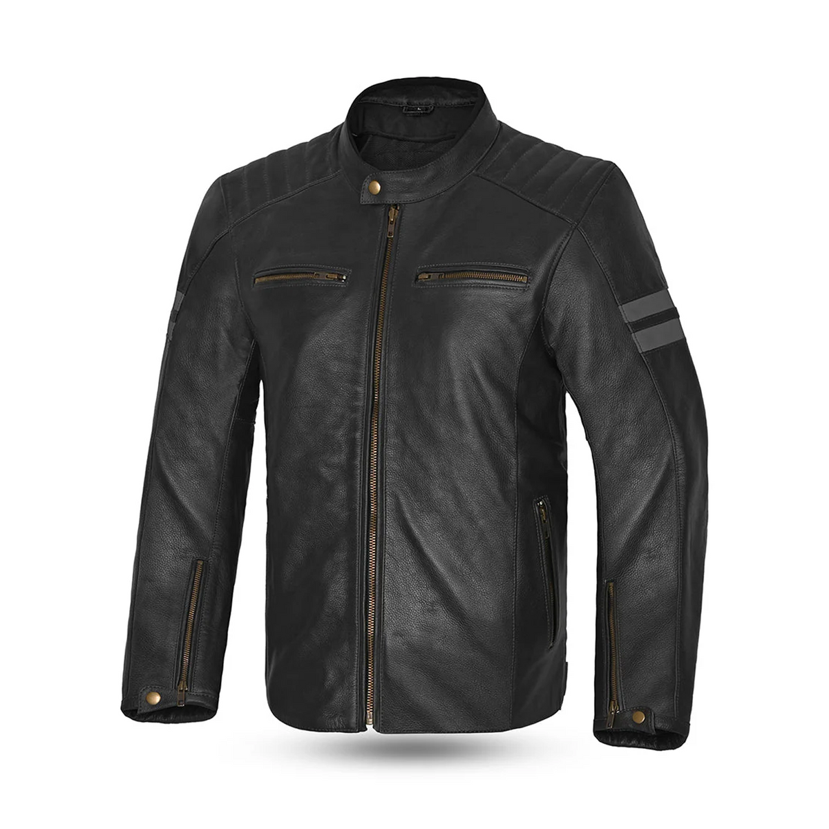BELA STARK Motorcycle Leather Jackets Black Gray