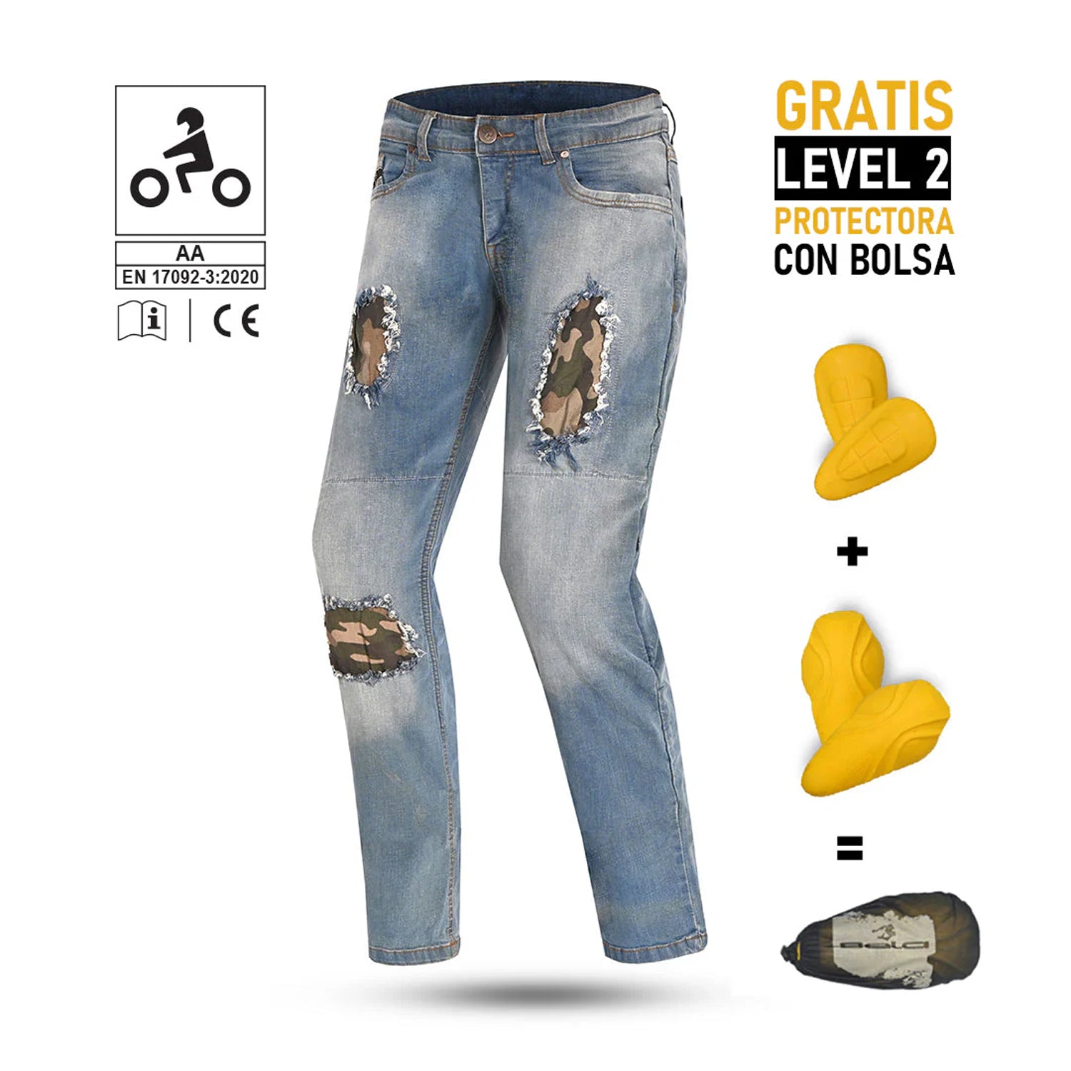 BELA STONE Denim Jeans Moto Calcas Camuflagem Azul – 6 – Maximomoto PT