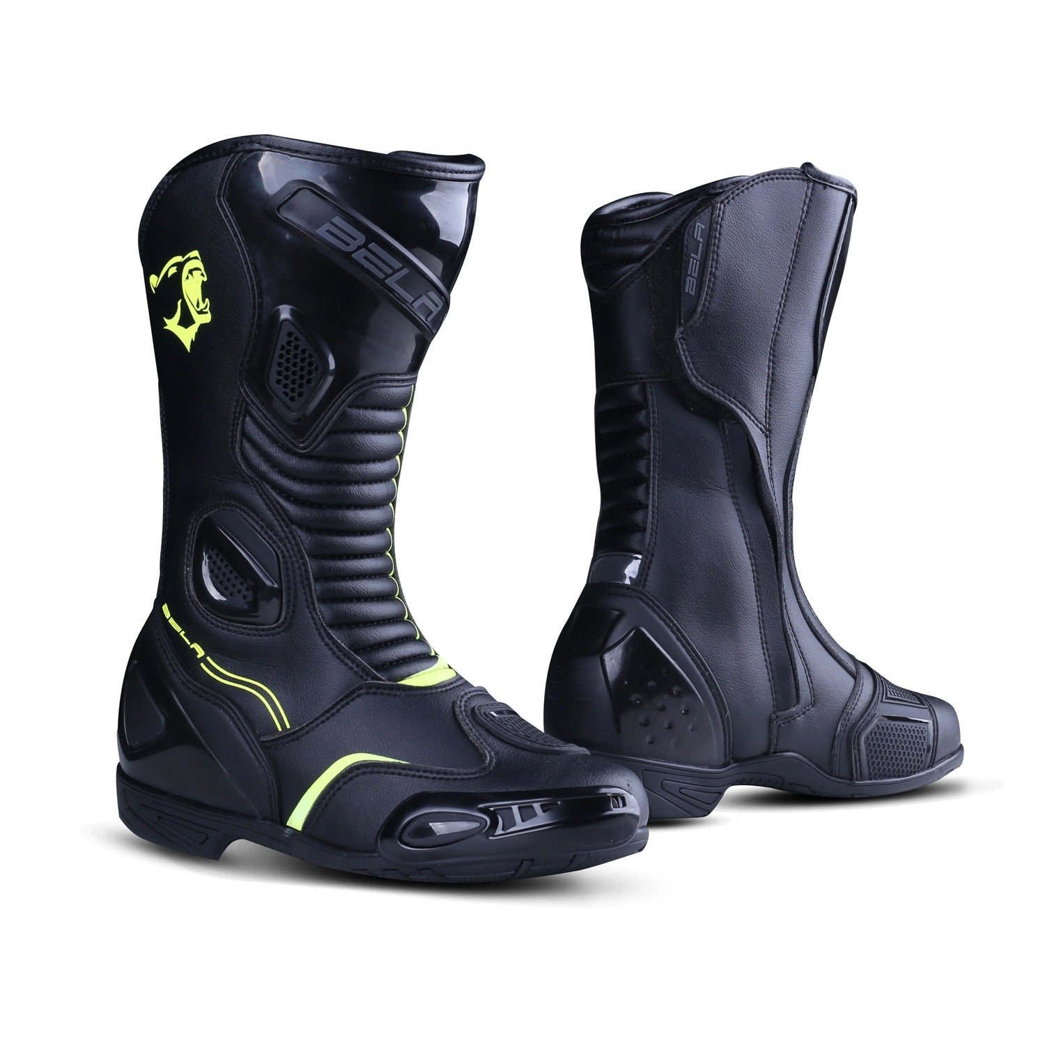 BELA STRIP Ladies Motorcycle Boots Black Fluorescent Yellow – 2 – Maximomoto PT